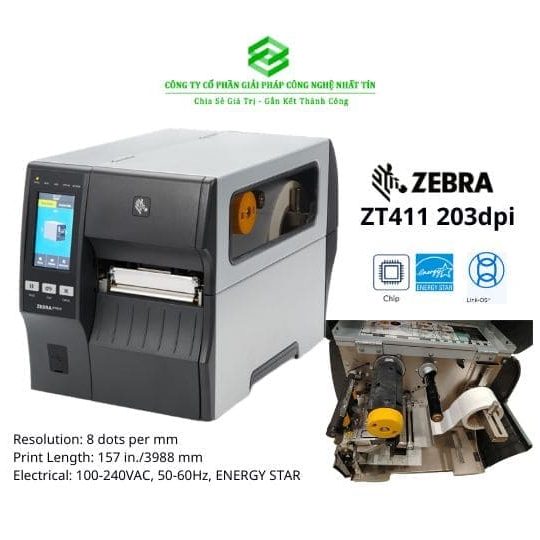 Máy in nhiệt công nghiệp 4 inch Zebra ZT411 203dpi